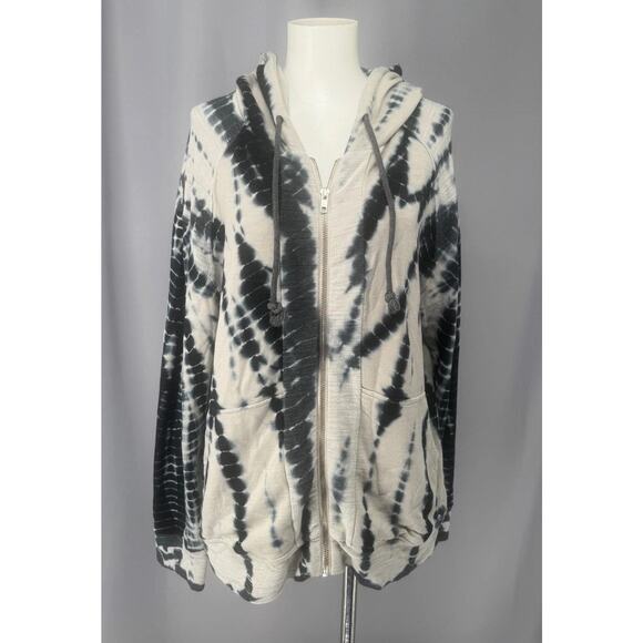 Gypsy 05 Hoodie Womens Medium Black White Tie Dye Soft Zip Sweatshirt Y2k Retro - Picture 1 of 11